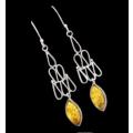 Authentic Baltic Amber In Solid .925 Sterling Silver Earrings