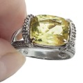 5.58 cts Natural Lemon Citrine Set in Solid .925 Silver Ring Size US 8 or UK Q