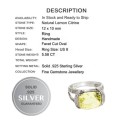 5.58 cts Natural Lemon Citrine Set in Solid .925 Silver Ring Size US 8 or UK Q