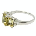 Natural Unheated Sunny Citrine, White Topaz Solid .925 Silver Ring Size US 7 or O