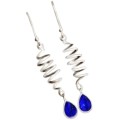 Quirky Natural Indian Sapphire Quartz Gemstone Solid .925 Sterling Silver Earrings