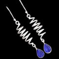 Quirky Natural Indian Sapphire Quartz Gemstone Solid .925 Sterling Silver Earrings