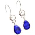 Natural Indian Sapphire Quartz Gemstone Solid .925 Sterling Silver Earrings