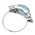 10 Natural Unheated Blue Topaz and Blue Chalcedony in Solid .925 S/ Silver Ring Size 7 or O