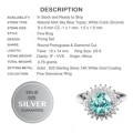 Deluxe Natural Sky Blue Topaz, White Cubic Zirconia  Gemstone  Solid .925 Silver Size 8 OR Q