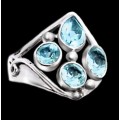 4.85 cts Natural Blue Topaz Gemstone  Solid .925 Silver Ring Size 8.5 OR Q1/2