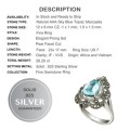 Natural Pear Shape Sky Blue Topaz Marcasite Solid .925 Sterling Silver Size 7 OR O