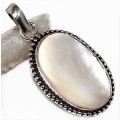 Natural Creamy Mother of Pearl Oval .925 Silver Pendant