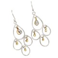 Trendy Two Tone Natural Herkimer Solid .925 Sterling Silver Dangling Earrings