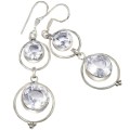 Handmade Clear Quartz Gemstone .925 Sterling Silver Earrings