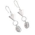 Trendy Natural Herkimer Solid Sterling Silver Dangling Earrings