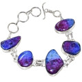 Natural Enchanting Royal Blue Purple Druzy Agate Gemstone .925 Silver Bracelet