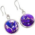 Natural Copper Mohave Purple Turquoise, Solid .925 Sterling Silver Earrings