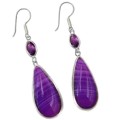 Natural Purple Botswana Lace Agate, Purple Amethyst Solid .925 Sterling Silver Earrings