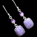 Natural Tiffany Stone, Purple Amethyst and Solid .925 Silver Earrings