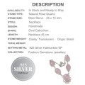 Larger Stones Natural Pink Rose Quartz Gemstone Necklace .925 Sterling Silver