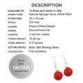 15.86 cts Stunning Natural Faceted Red Sponge Coral, White Pearl Solid .925 Silver Earrings