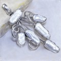 Natural Biwa Pearl Gemstone . 925 Sterling Silver Pendant