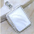 Handmade Natural Mother of Pearl Rectangle .925 Silver Pendant