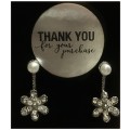 Dainty 2 in 1 White  Pearl  and Cubic Zirconia  Silver Plated Fashion Earrings