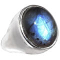 Natural Blue Fire Labradorite Gemstone .925 Silver Ring Sz 8