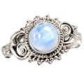 Antique Style Natural Rainbow Moonstone Solid .925 Silver Ring Size 9 or R1/2