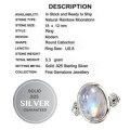 Natural Rainbow Moonstone Solid .925 Silver Ring Size US 8 or Q