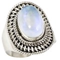 5.25 cts Natural Rainbow Moonstone Solid .925 Silver Ring Size US 8