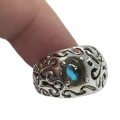 Indonesian Bali -Java  Earth Mined Unheated Blue Fire Labradorite, CZ  Solid .925 S/ Silver Size 8.5