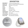 5.13 cts Natural Rainbow Moonstone Solid .925 Sterling Silver Ring Size US 8 or Q