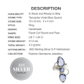 Tanzanite Violet Blue Quartz Gemstone Ring set in  .925 Sterling Silver Size US 7 / UK O