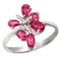5.03 Cts Ruby, White Topaz .925 Solid Silver Ring Size 8