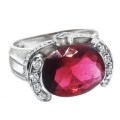 Handmade 5.58 Cts Pink Red Ruby and White Topaz in Solid 925 Sterling Silver Ring Size US 5.5 - 6