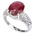 Natural Ruby and White Cubic Zirconia Gemstone Solid .925 Sterling Silver Ring Size US 6.25