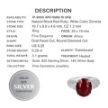 Natural Ruby and White Cubic Zirconia Gemstone Solid .925 Sterling Silver Ring Size US 6.25