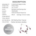 Indian Ruby Gemstone .925 Sterling Silver Necklace and Earrings Set