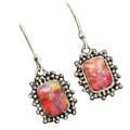 Bali Fire Opal Gemstone in Solid .925 Sterling Silver Earrings