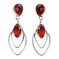 Modern Handmade Garnet Quartz Gemstone .925 Silver Stud Drop Dangle Earrings