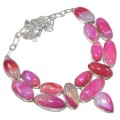 Natural Pink Botswana Agate .925 Sterling Silver Necklace