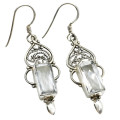 Indonesian Bali Java Natural White Topaz Solid .925  Silver Earrings