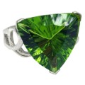 Enchanting Trillion Cut Apple Green Gemstone Ring set in .925 Sterling Silver Size 8 / Q