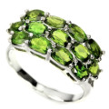 13  Natural Unheated Chrome Diopside Oval Gemstones Solid .925 Sterling Silver Sz 8.5