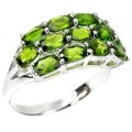 13  Natural Unheated Chrome Diopside Oval Gemstones Solid .925 Sterling Silver Sz 8.5