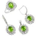 Save R800 Exquisite Natural Peridot, White Topaz Gemstone  Solid .925 Silver Set
