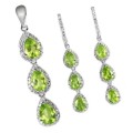 SAVE R400 Exquisite Natural Peridot, White CZ Gemstone  Solid .925 Silver Set