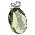 Handmade Faceted Peridot Oval Gemstone .925 Sterling Silver Pendant