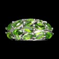 Natural Chrome Diopside Mixed Shape Gemstones Solid .925 Sterling Silver  14K White Gold Sz 8.5 or Q