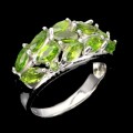 Natural Chrome Diopside Mixed Shape Gemstones Solid .925 Sterling Silver  14K White Gold Sz 8.5 or Q