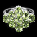 Deluxe Natural Unheated Peridot Gemstone Solid .925 Sterling Silver Size US 7 or O