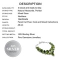 Handmade Natural Hessonite Garnet and Peridot  .925 Sterling Silver Necklace